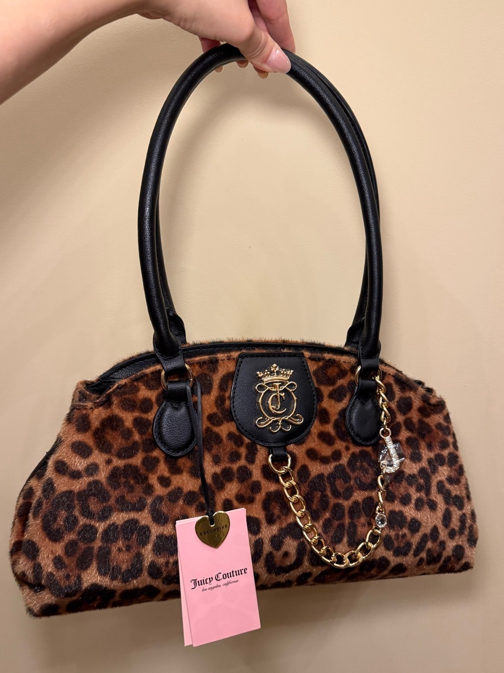 NWT Juicy Couture Cheetah Leopard Royal Crest Satchel Bowler Shoulder Bag Y2K